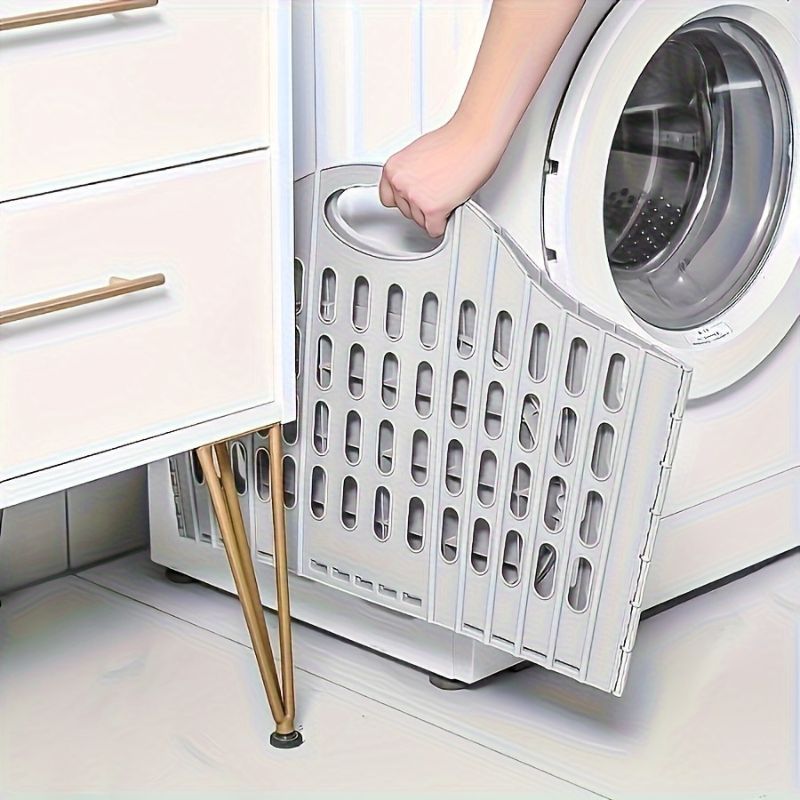 TEMU Panier à linge mural pliable AQUASAFE, lot de 1, panier de rangement à vêtements pliable à couvercle et plusieurs compartiments encombrant,