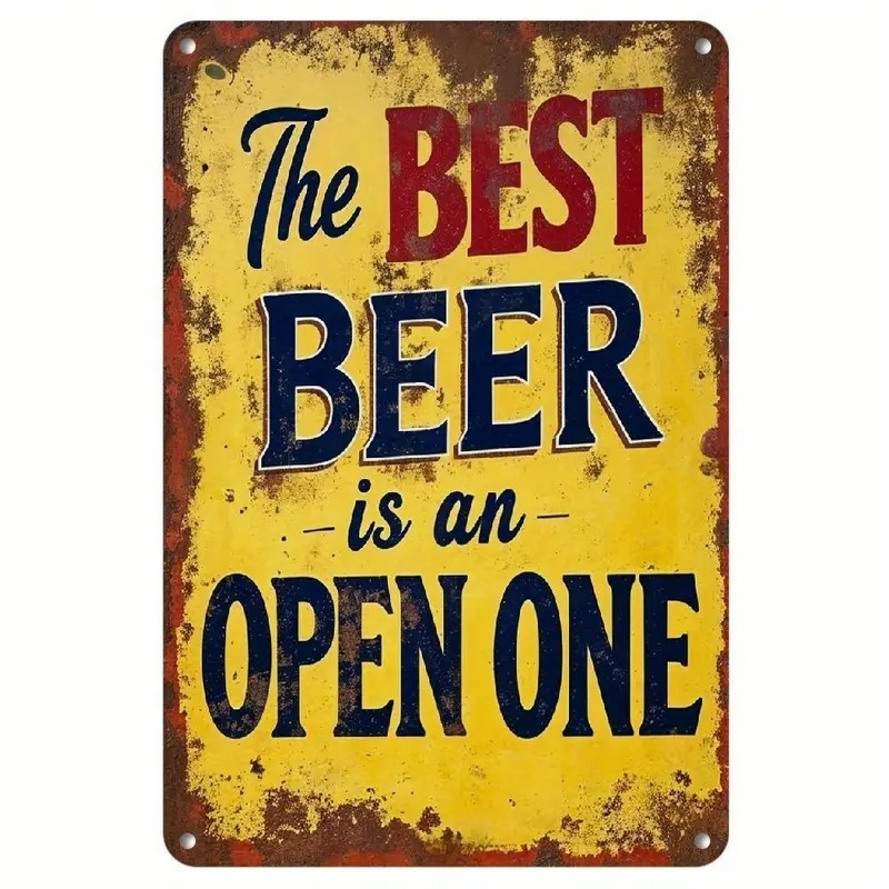 TEMU 2d Flat, [2d Flat] 1pc Vintage Beer Theme Metal Wall Art Iron Sign 2d Flat For Bar Home Wall Decor 2d Flat Not 3d, 2d Flat