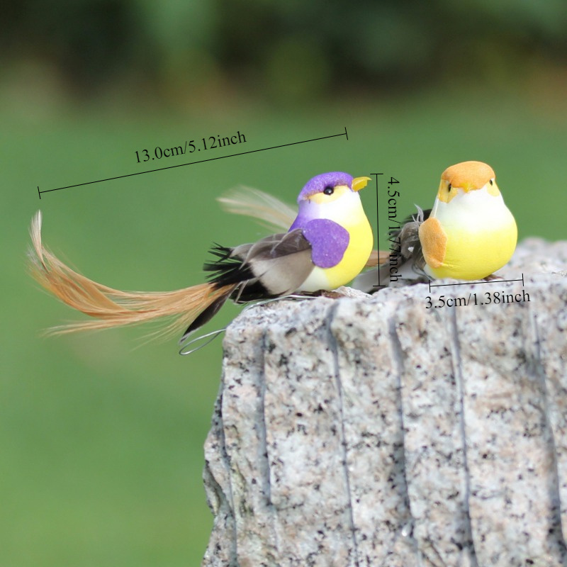6 Piezas de Decoraciones Simuladas de Pájaros Hechas a Mano en Poliuretano - Adornos Grandes y Coloridos para Colgar, Decoración para Jardín o Fiesta de Boda, No Necesita Electricidad, Regalos para Amantes de las Aves