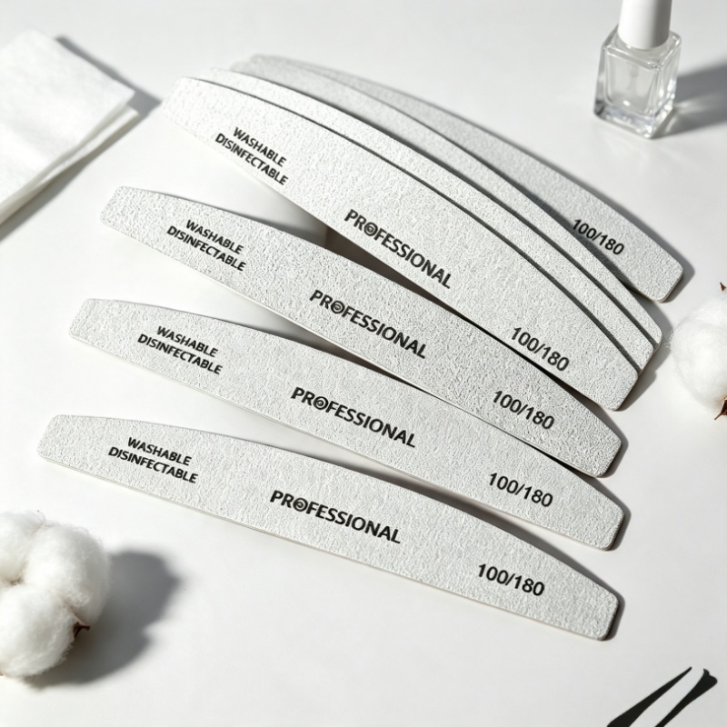 13pcs Half Moon Double Sided Nail Files, Washable & Reusable