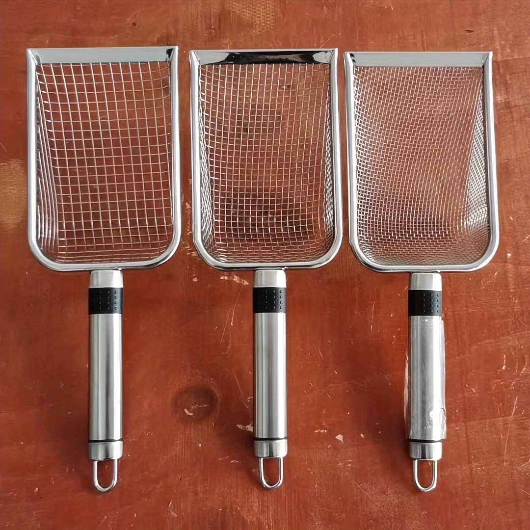 E-shop 3 Stück Metall-Gartensiebe mit Griffen - Tragbare Siebwerkzeuge für Sandige Lehmboden, Fruchtbarer Boden und Kompost (2/3.8/5mm Maschenweite) -