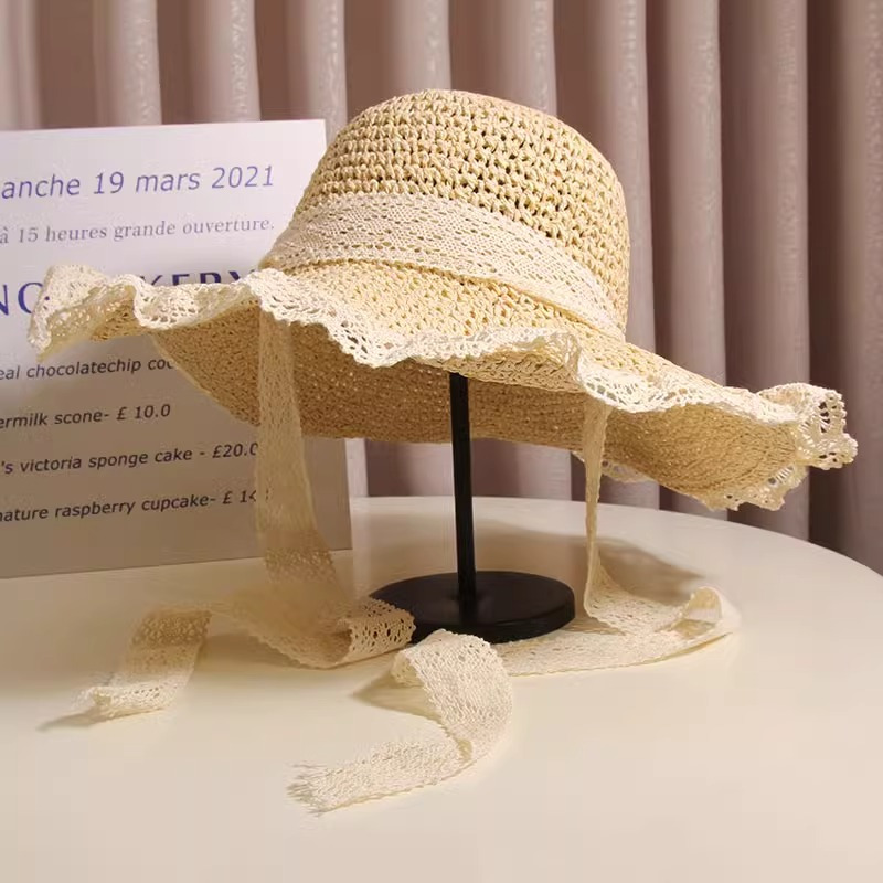 summer lace straw beach hat women fresh - Temu Cyprus display picture 3