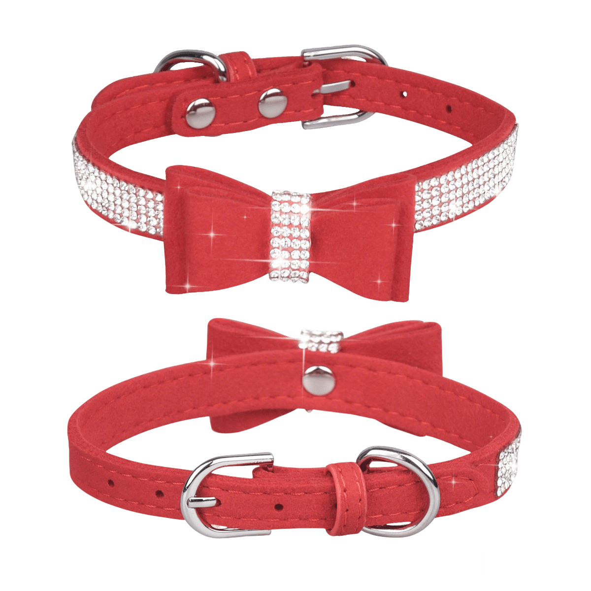 Rhinestone Bow Pet Collar in 5 Colors