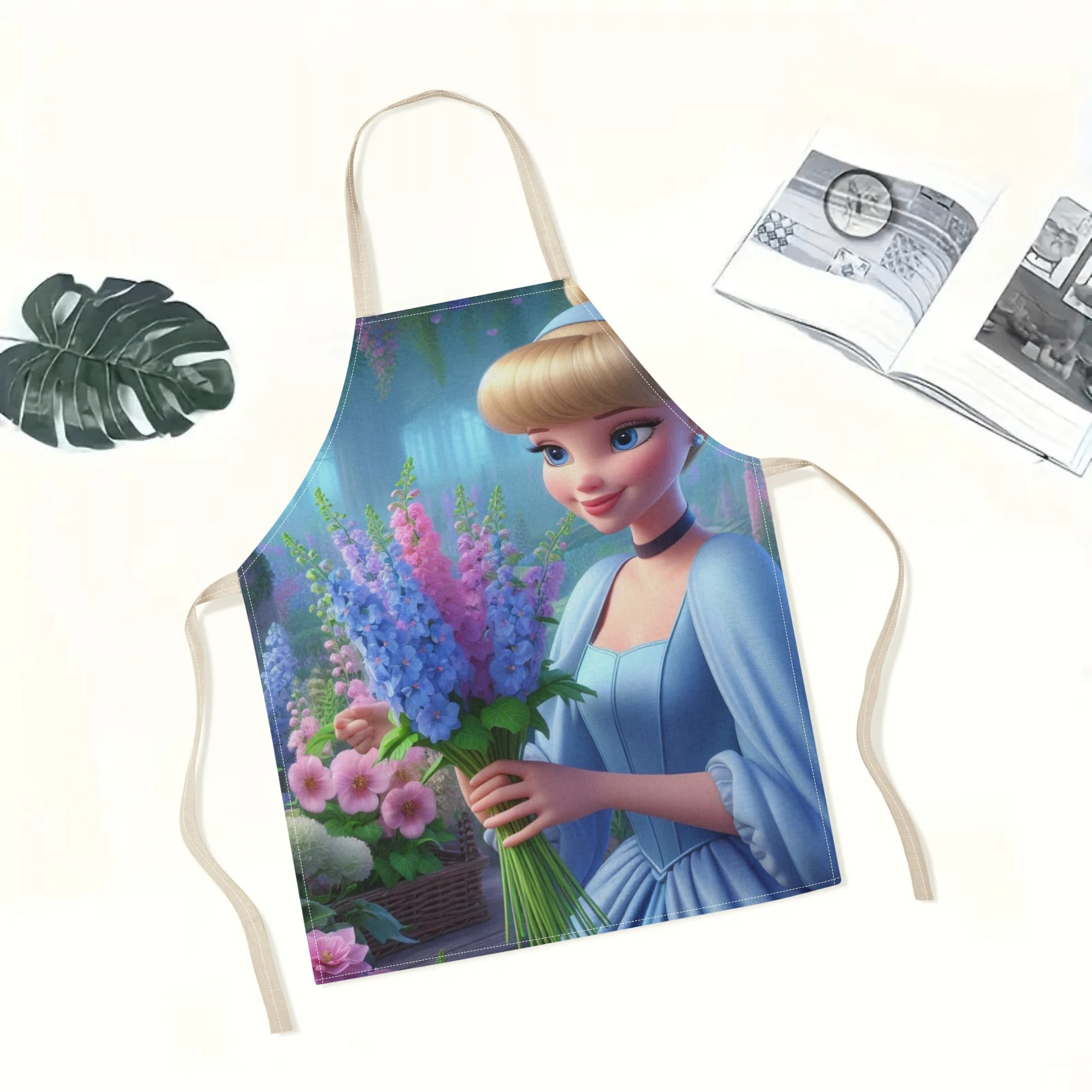 disney   a stylish waterproof apron featuring a cute cartoon design of princess  .   beautiful, fashionable, and simple, making  uitable for hotels, supermarkets, restaurants, fru hops, milk tea stalls, and   home use. details 0