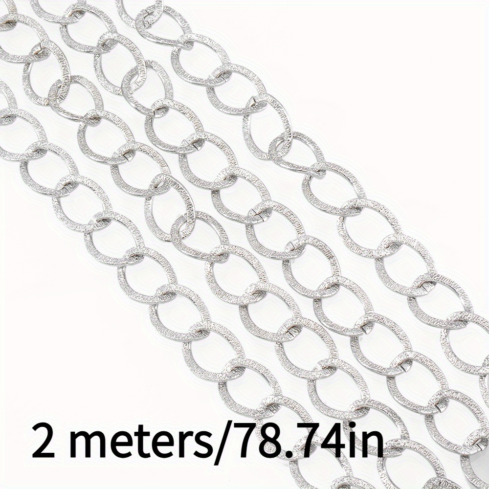 TEMU 2d Flat - 2 Meters Chain Bag With Batch Of Flowers O Shape Flat Round Chain Lightweight Aluminum Material Large Trend Dress Bag Chain, Wallet