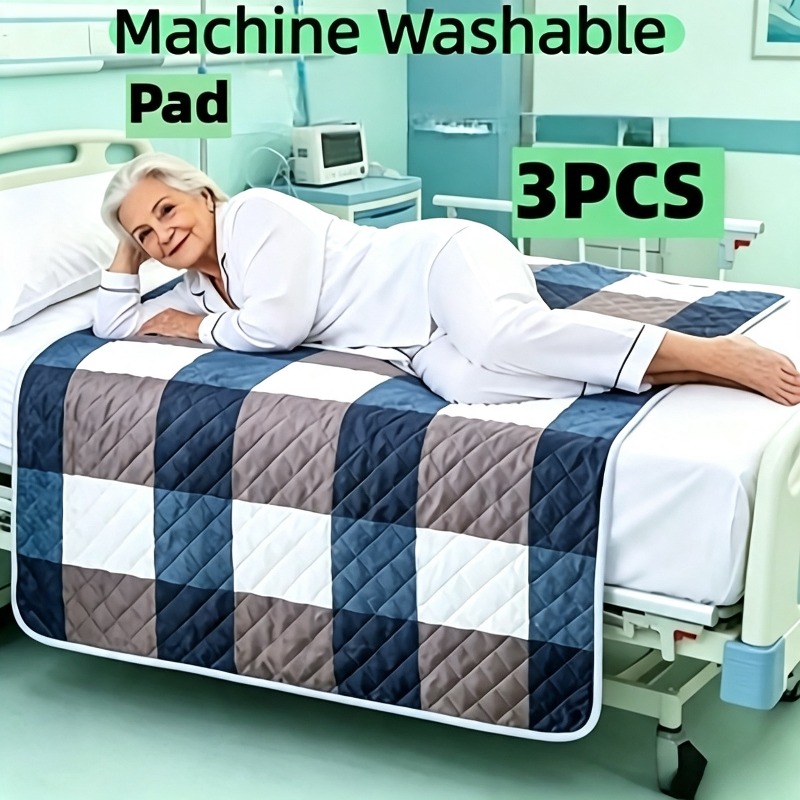 TEMU 3pcs Washable Absorbent Mattress Protector Pad, Leak-proof Reusable Care Pad, Suitable For And Patients, Women, Household Products, Protecting