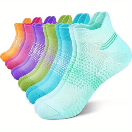 6 pair womens low cut compression socks cushioned heel ankle running hiking jogging socks with compression fit for circulation machine washable
