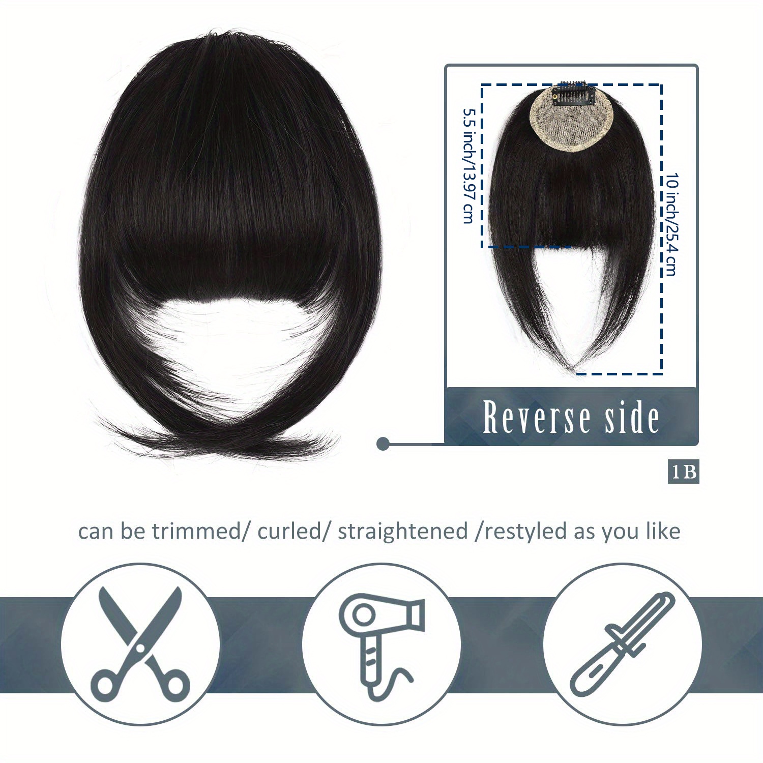 clip in bangs real human hair extensions with fringe temples natural curved straight hairpieces for women easy to style daily wear adds volume dimension versatile hairpiece elegant hairpiece secure clip attachments details 3