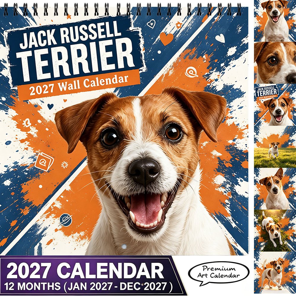 TEMU 2027 Terrier Wall Calendar 8.3*8.3 Inch Cute Dog Pattern Monthly Calendar Thick Paper Home Office Wall Decor Gift For Christmas Halloween New