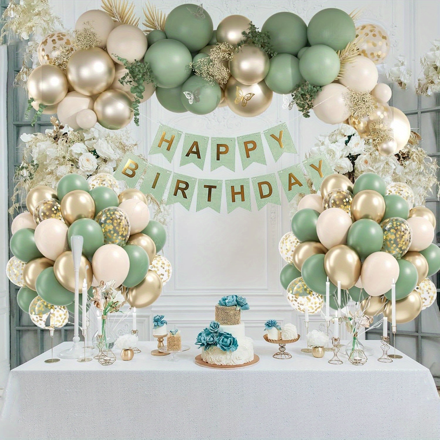 Ballons Vert Sauge Et Marron Doré, 60 Pcs 30 Cm Ballons Vert Marron Ballons Jungle Pour Anniversaire Fête Prénatale Fiançai[u13236] - Maison