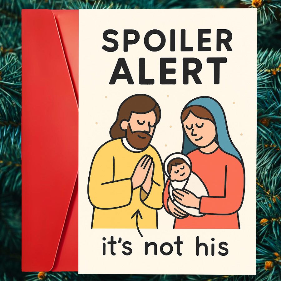 TEMU 【party Invitations】2pcs Set Including Envelope And Greeting Card, Fun Religious Christmas Card, : This Is Not His Holiday Greeting. Suitable For