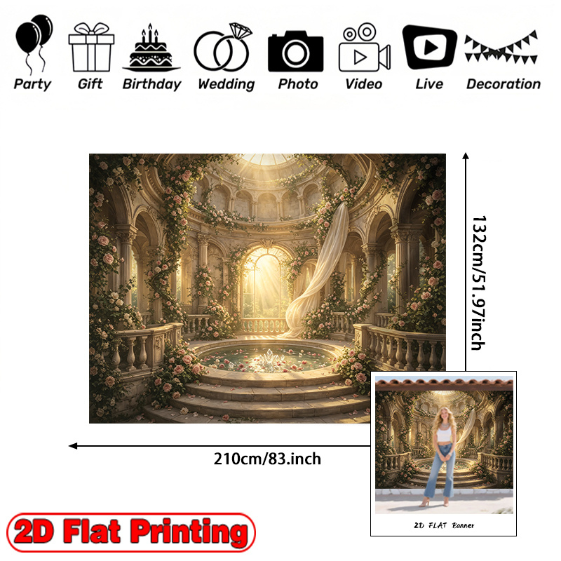 Golden Column Palace Hall Decor Theme Backdrop