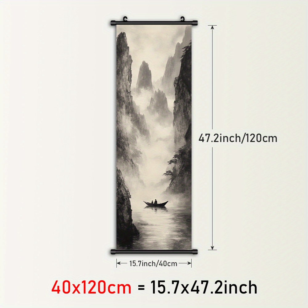 TEMU 1pc Landscape Canvas Art Print - Plastic Frame With Hanger, Foggy Scene, Ideal For Living Room, Bedroom, Dining Room Decor, Indoor Wall Decor|