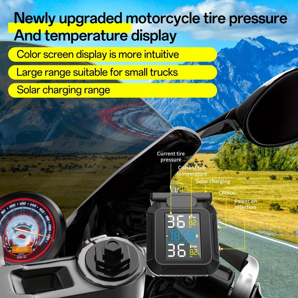 Motorcycle TPMS LCD Monitor with 2 External Sensors product detail image 2