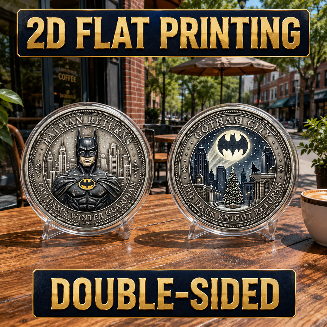 TEMU Replica Coin 1pc Wb Batman Returns Coin - Double-sided Bat Signal Challenge Suitable For Batman Movie Collectors, Protective Case Gift,
