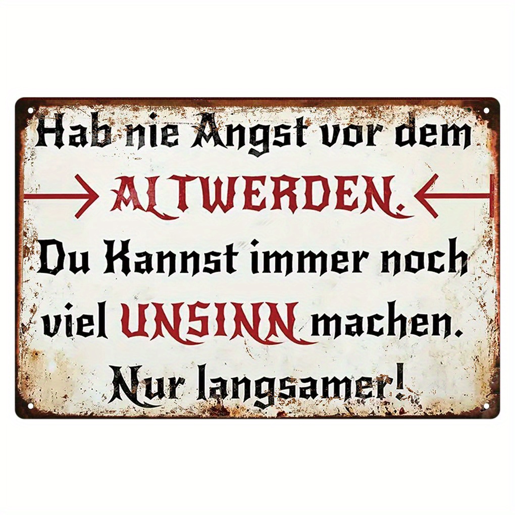 TEMU 2D Flat - 2D Ebene - [2D Ebene] Vintage Deutsche Zitate Metall Blechschild - 20cm x 30cm | 'Hab keine Angst vor dem ' Inspirierende Zitate |