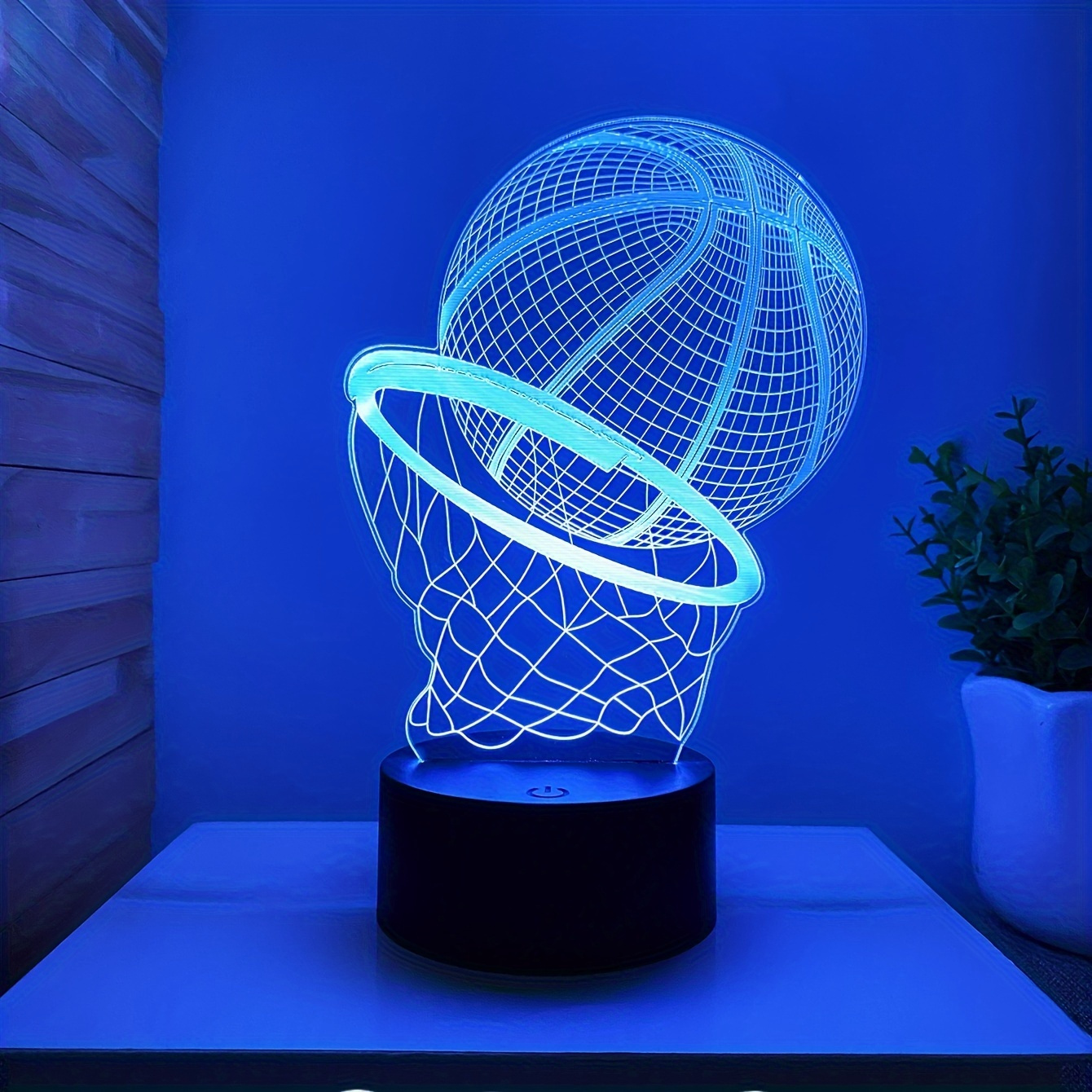 TEMU 1pc Touch Control Led Basketball Table Lamp - Usb-powered Desk Light With 3d Hoop Effect, Modern Gaming Decor For Bedroom, Office, Sports Fan