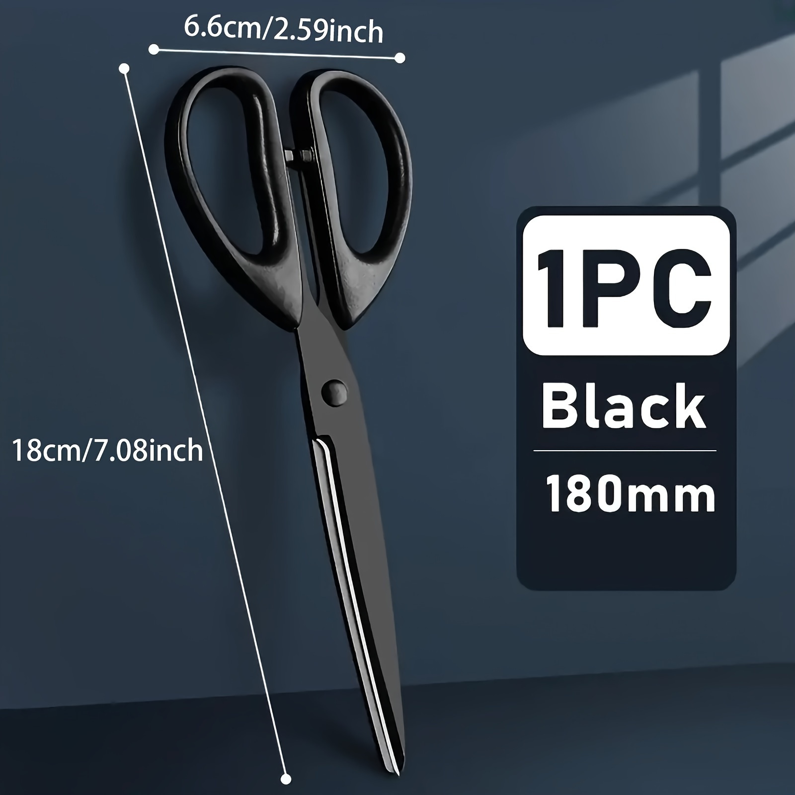 TEMU 1pc Heavy-duty Black Metal Scissors With Coating, Rust-resistant Crafting Shears For Home Improvement & Diy Projects, Home Improvement Tools |