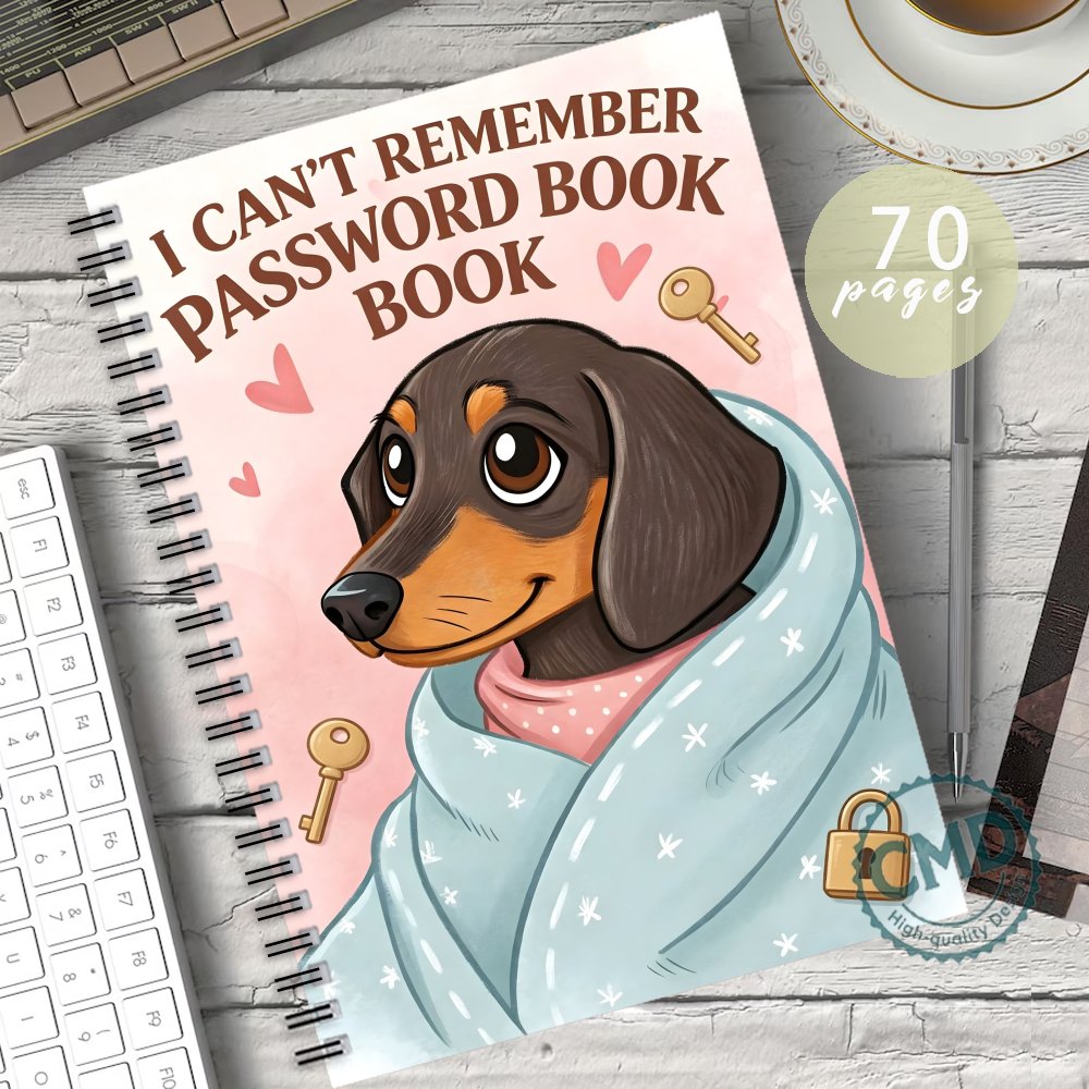 TEMU 1pc Password Notebook For Adults, I Remember Password Book With Cute Dachshund , Password Organizer Logbook For Internet Login, Website, &