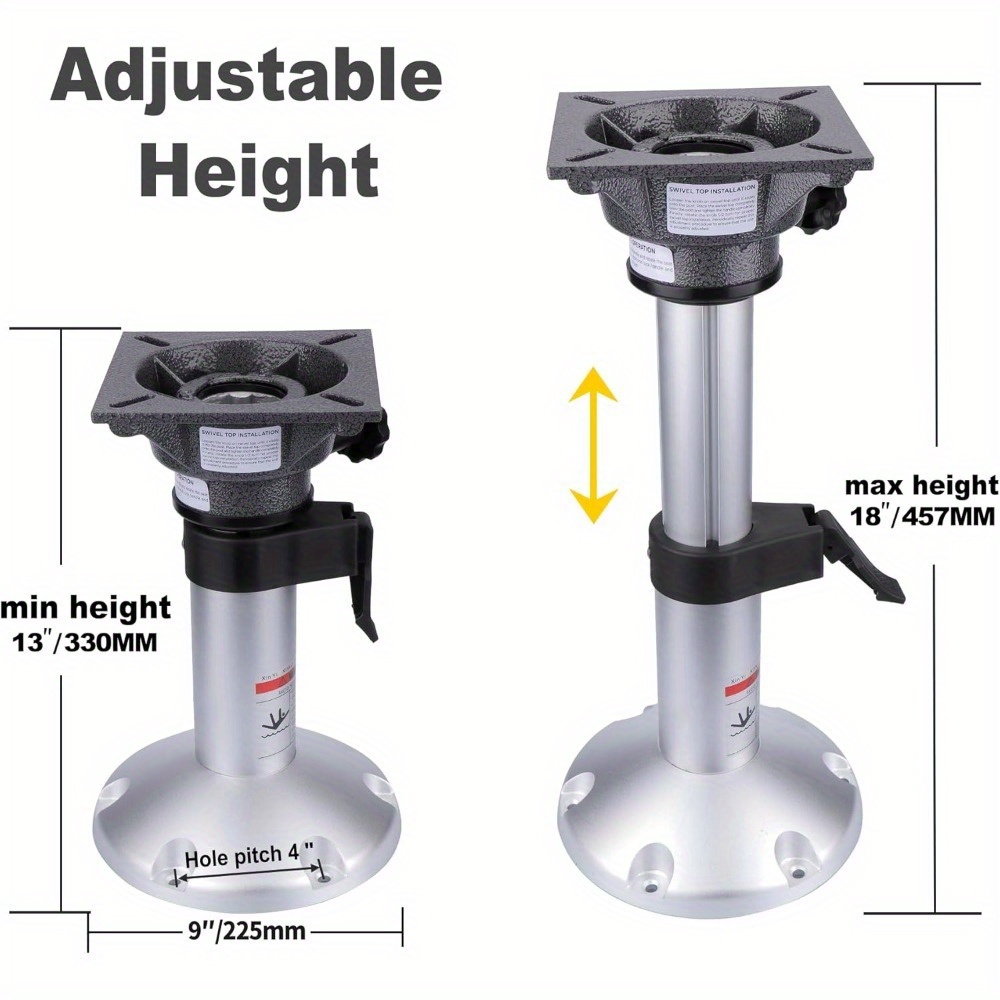 Adjustable Height Locking Boat Seat Pedestals, Aluminum Alloy