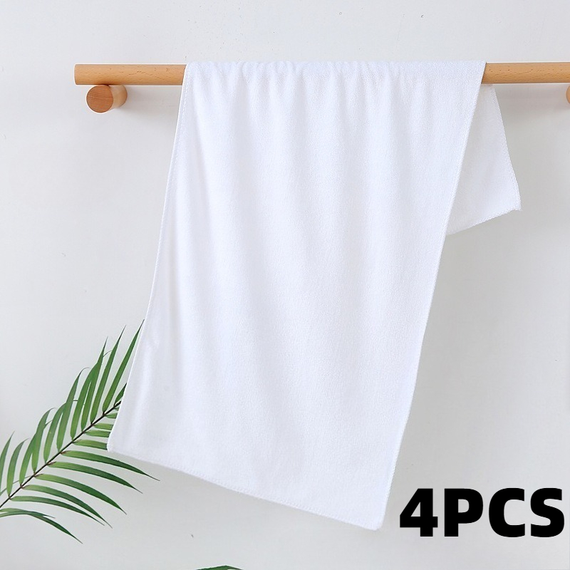 TEMU 30 X 70cm, 4pcs Towels, Portable Towels, Rectangular Towels With Edge-locked Design For Durability - Modern Rectangular Style, White Towels For