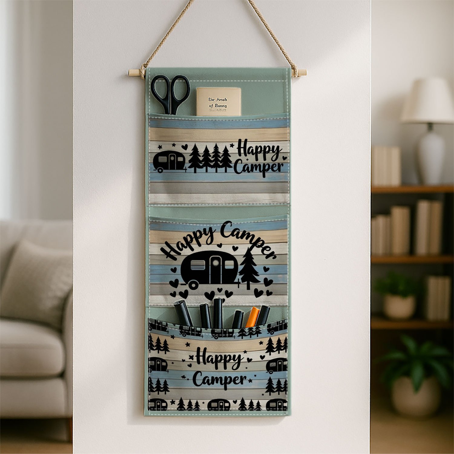 TEMU Borsa da parete 1 pz da appendere, stile moderno , con stampa paesaggio e foresta di pini|Organizzatore da appendere per accessori, stoviglie,