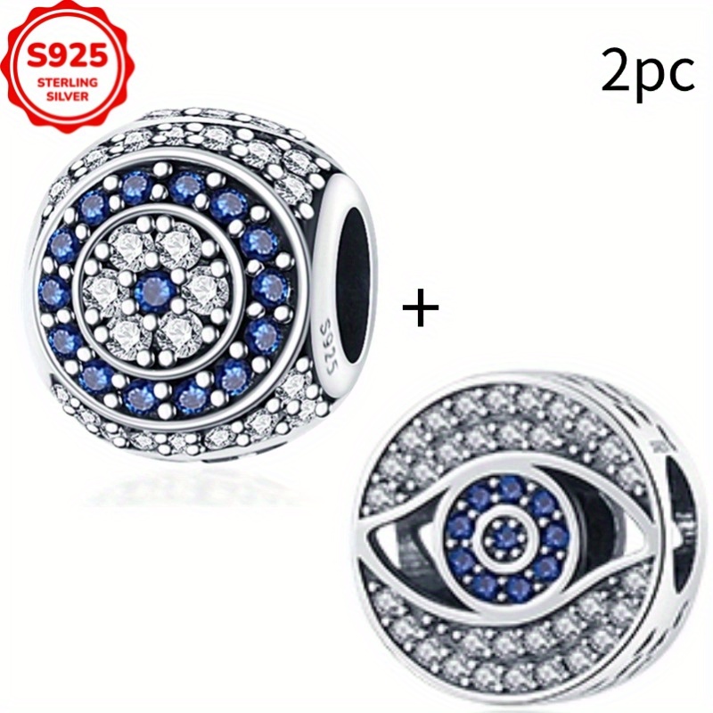 Image of 2pcs Of 925 Sterling Silver Palm Women's Fashionable Charm Beads Suitable For Diy Bracelets, Necklaces, Engagement Birthday Gifts
