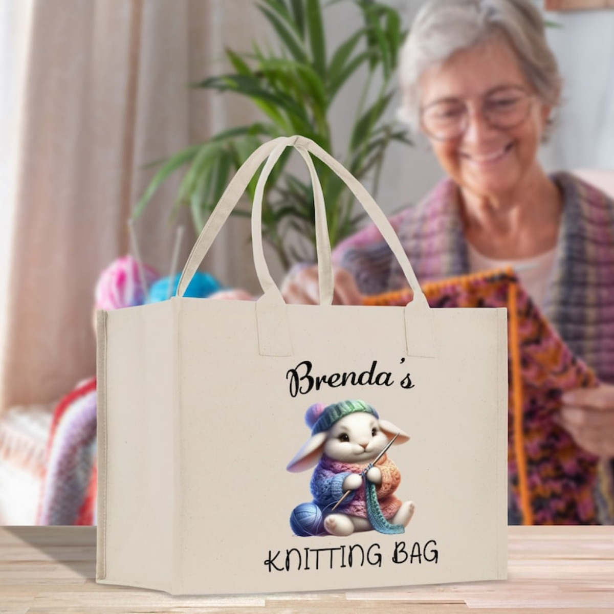 personalized crochet tote bag customizable knitting yarn Temu