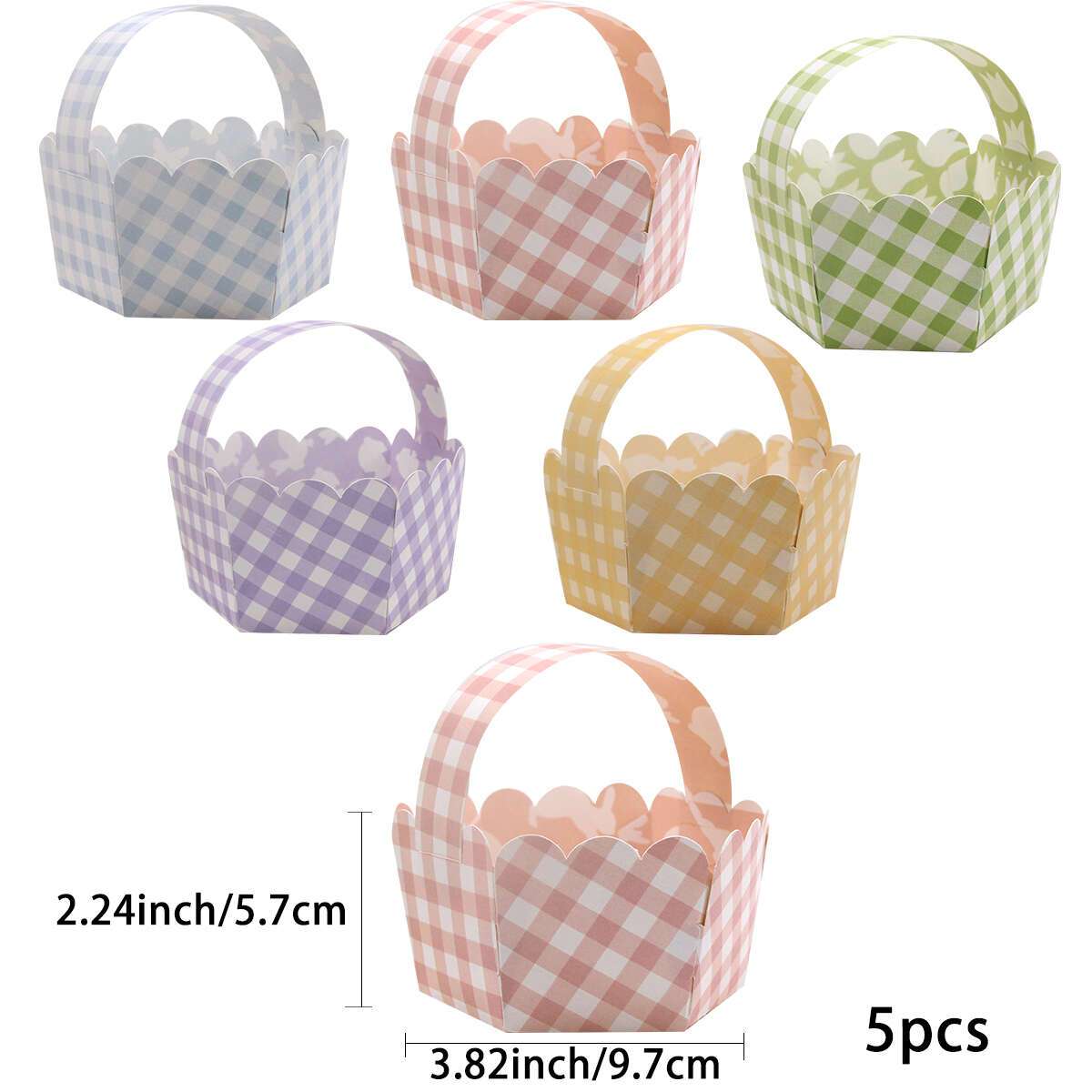 5pcs Colorful Candy (with Packaging) Boxes Easter Rabbit Paper Bucket For Party Table Decoration Gifts Packaging Supply