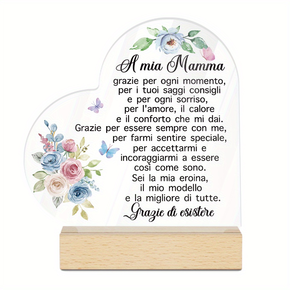 TEMU [2d Flat] [2d Flat] Putuo Decor 1pc -shaped Acrylic Sign With Wooden Base For Table Decoration, A Mia , Desktop Ornament For Home Room, Present