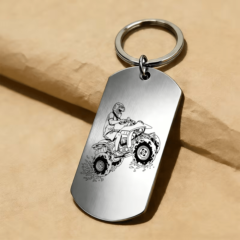 TEMU 1pc, Metal Atv Vehicle Off-road Dynamic Engraving Keychain, Military Brand Car Pendant Atv Enthusiast/off-road Player/outdoor Adventure Party