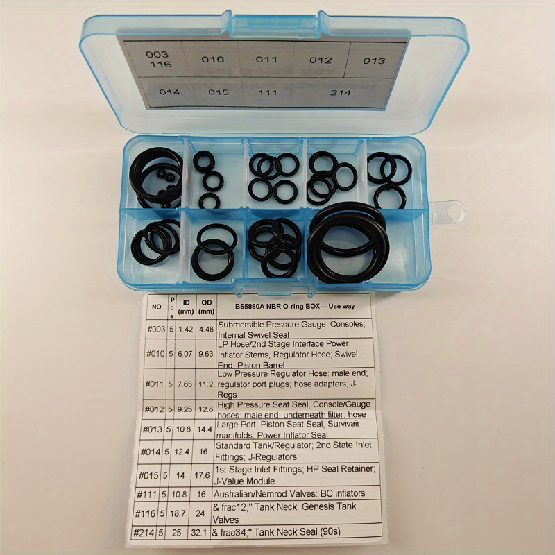 Dive Seal O-ring Box As5680 Replacement O-ring Box 10 Kinds 50pcs