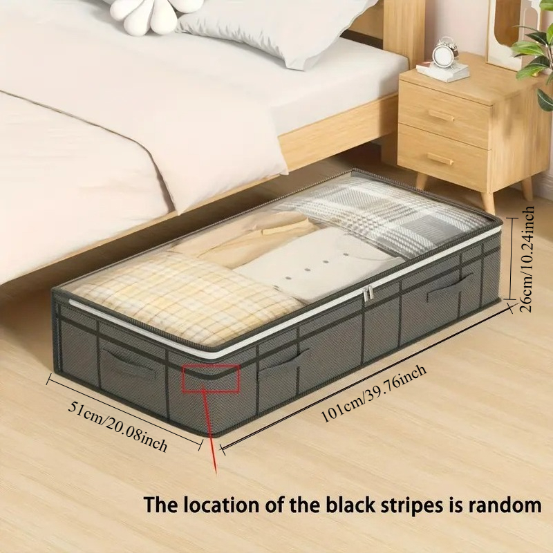 TEMU 2pcs Extra Large Capacity Under-bed Storage Bags With Durable Side Handles, Transparent Window, Durable, Portable, Large Capacity, Clothes