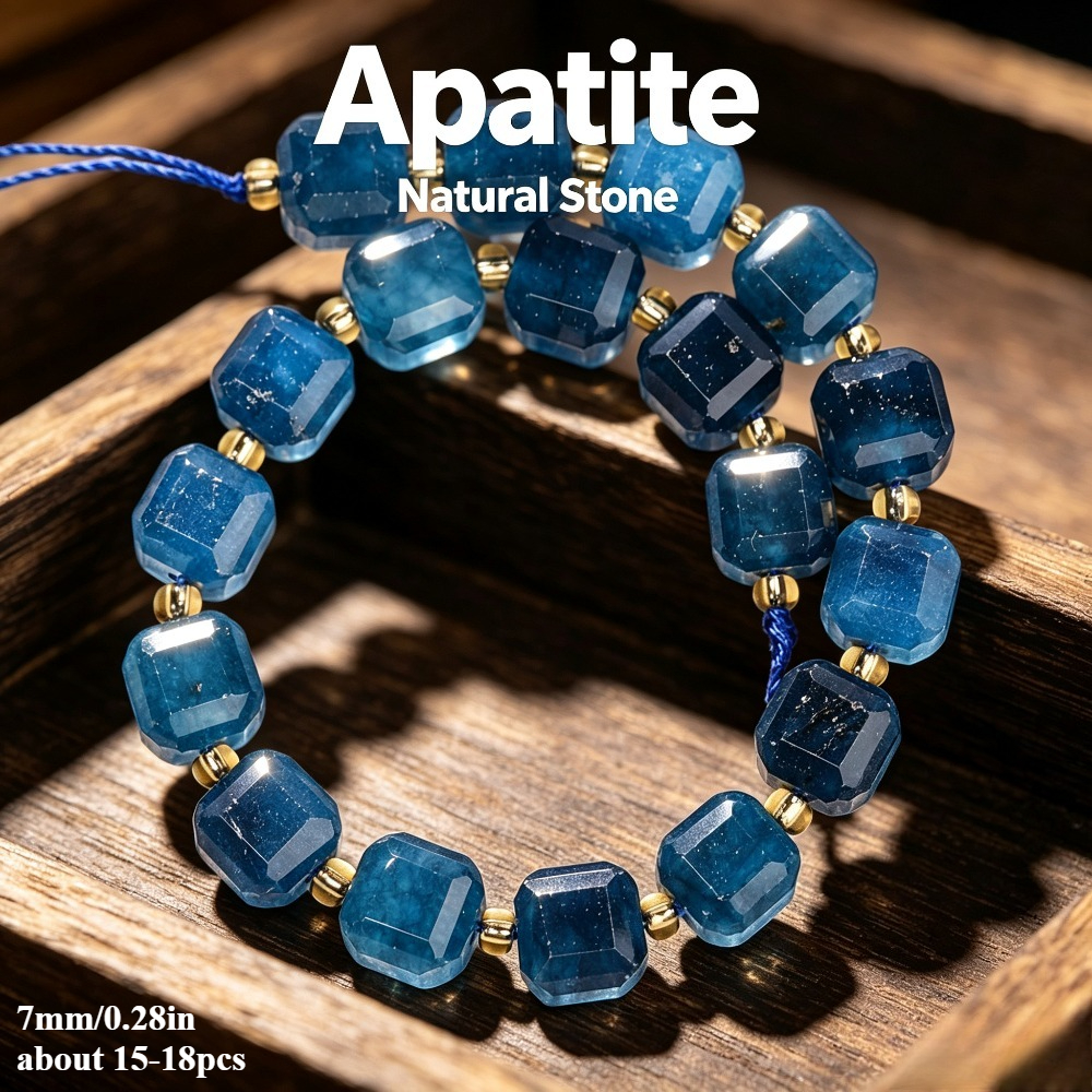 TEMU Perles d'espacement isolées en apatite en naturelle AA, carrées, pour la fabrication de bijoux DIY, magnifiques bracelets, , boucles d'oreilles,