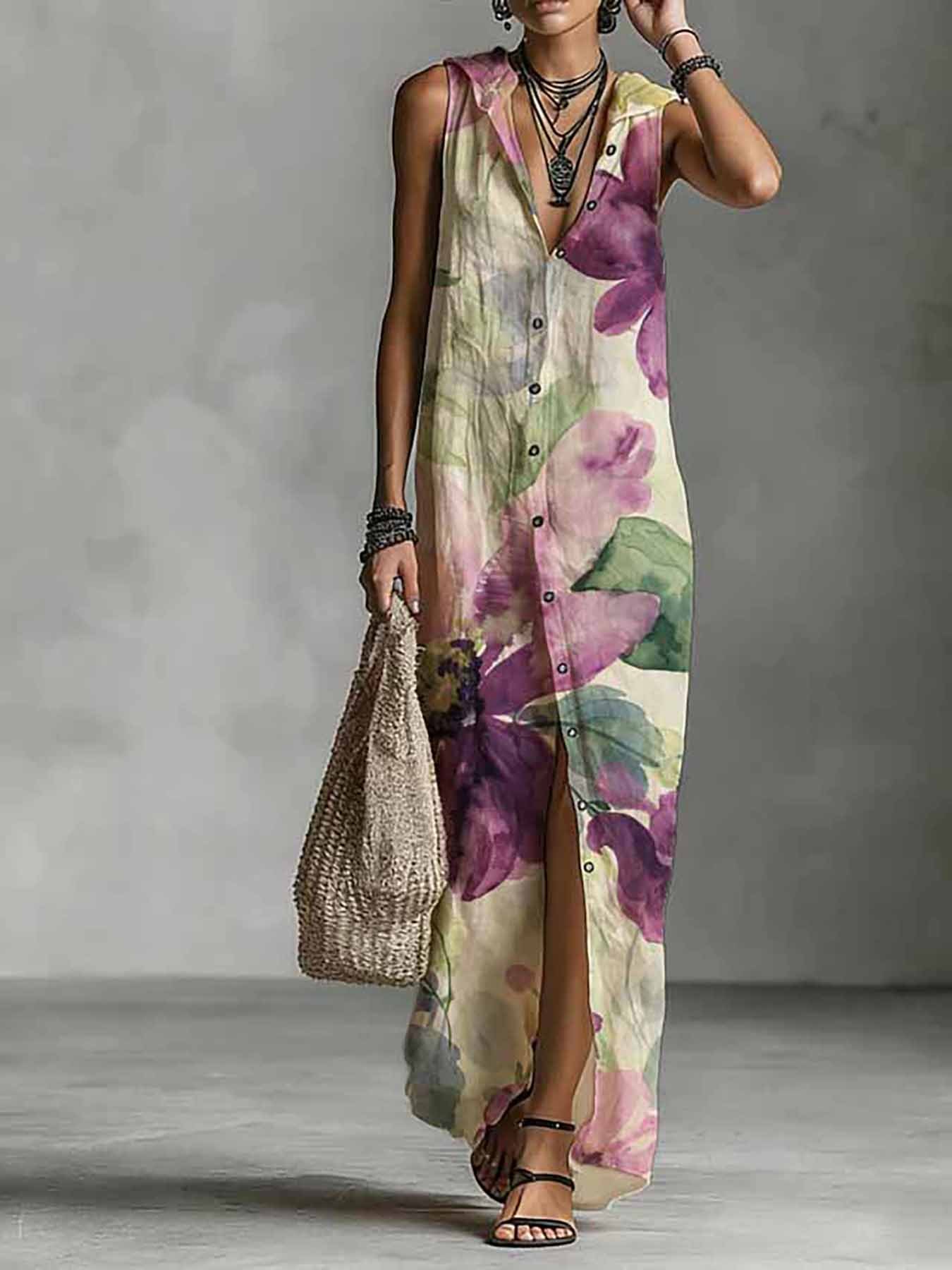 green dress with purple flowers Queen of Sparkles Garden Bloom Floral Mini Dress