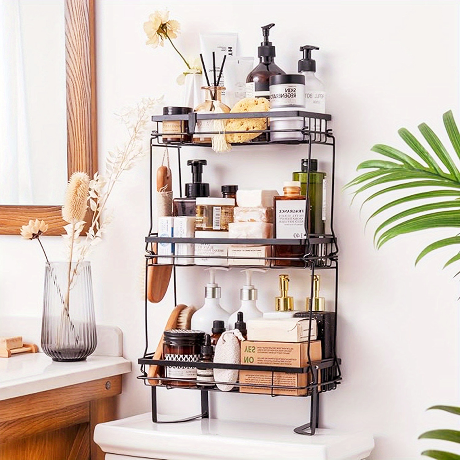 

3-layer Bathroom Rack, Bathroom Storage Rack, Bathroom Storage Rack, Shower Shelf Storage Rack, Black Bathroom Shelf Rack, Home Wall Shower Interior Organization And Storage Decoration, Apartment