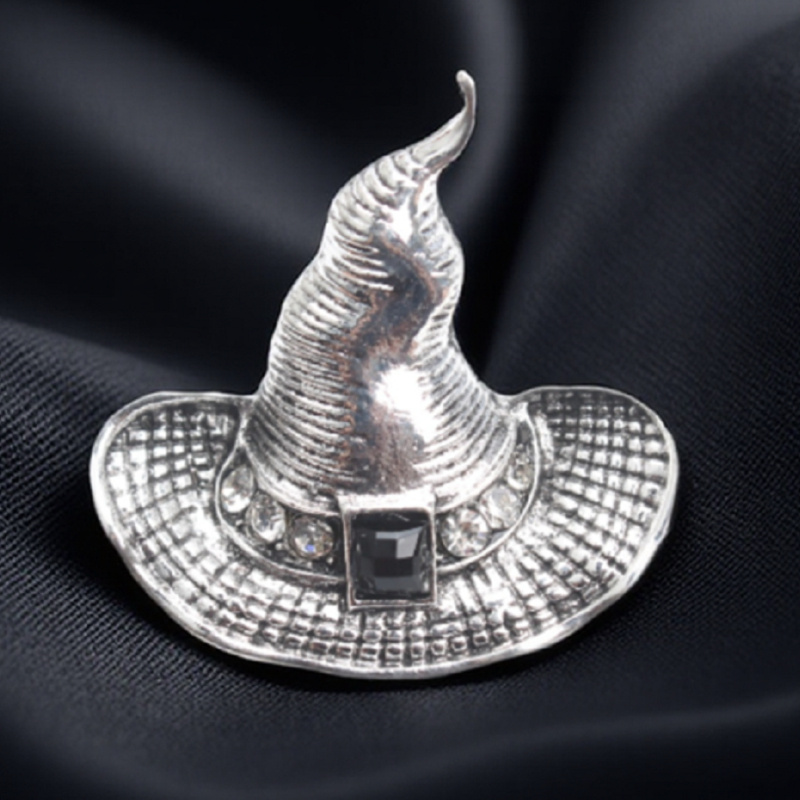 TEMU Chapeau de sorcière vintage avec broche en cristal - Accessoire gothique élégant pour d'Halloween, les looks de sorcière et les amateurs de mode