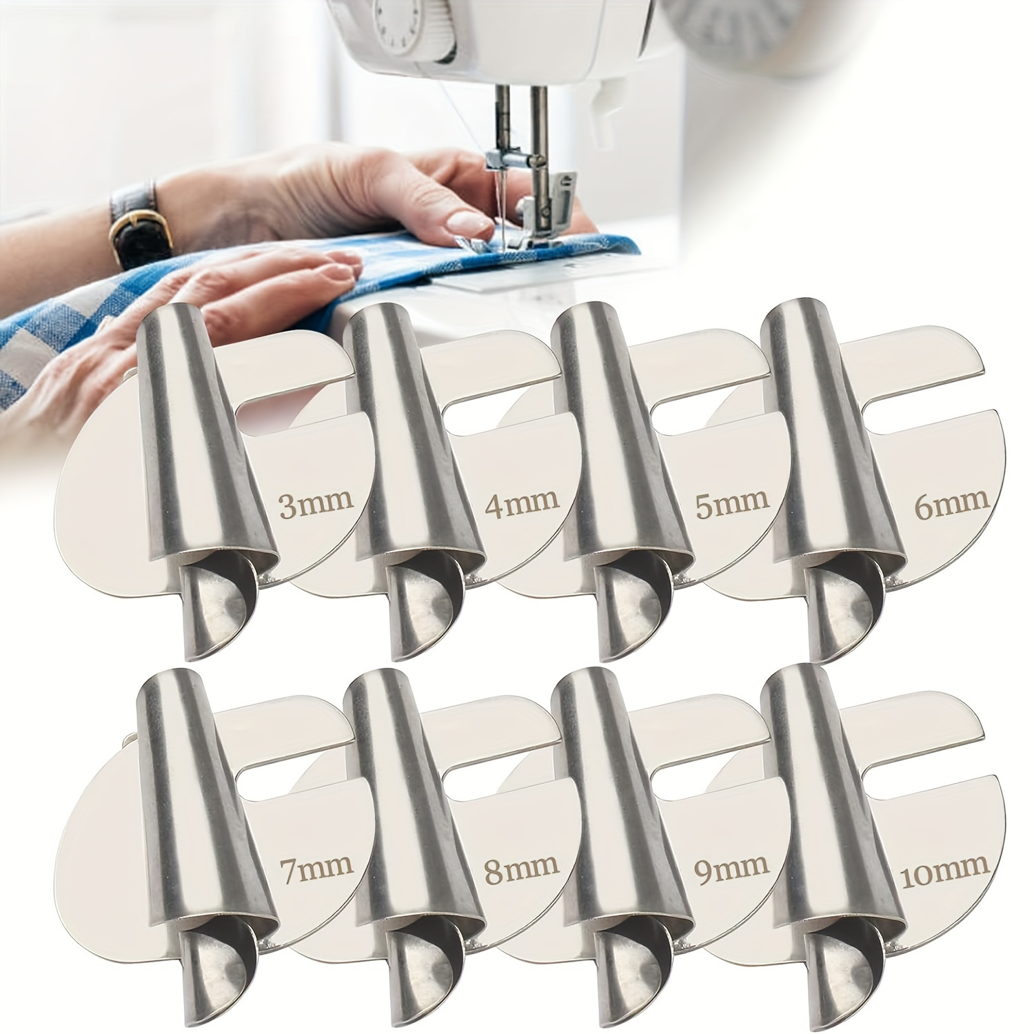 TEMU Sewing Rolled Foot Universal Set 8pcs, Sewing Machine Presser Foot Kit, 3-10mm Home Foot Sewing Kit, Sewing Machine Accessories Gifts For Mom