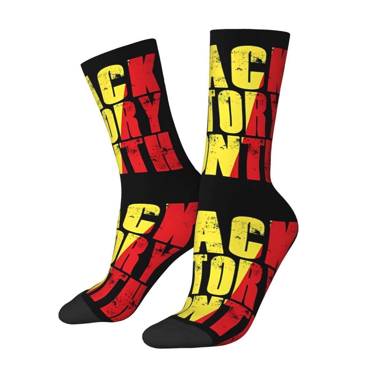 

1 Pair Biihudu Black History Month Celebration Crew Socks - Vibrant "black History" Print, Breathable Polyester With Elastane, Fit For Casual Attire, Biihudu