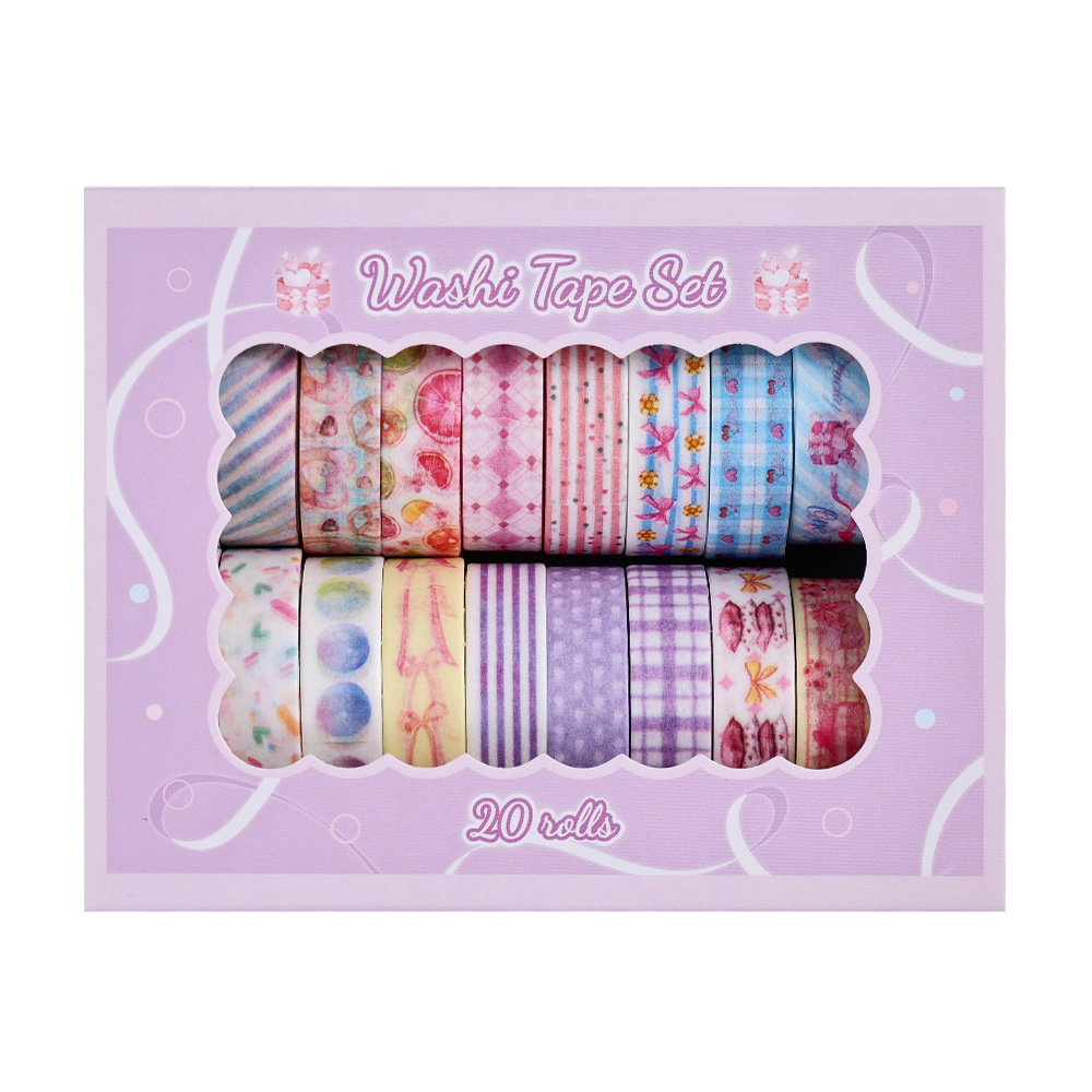 TEMU 20 Rolls Colorful Washi Tape Set Gifts Decorative Masking Tapes, Cute Macaroon Color, Cherry And Dessert Themes Planner Additions For Women,