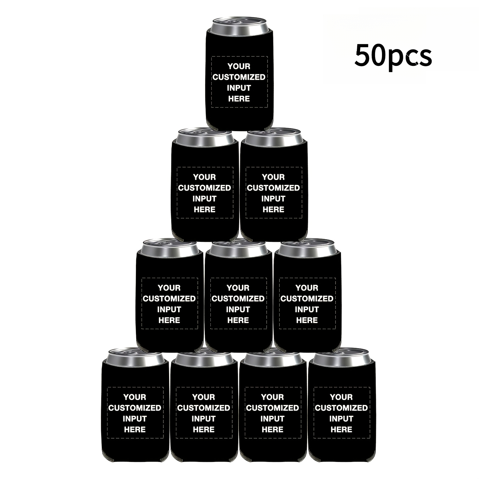 TEMU 50/100pcs Custom Pattern Printed Pull-tab Insulated Can Sleeves - Using Heat Transfer Printing , Personalized Logo/image, Non-food Contact Safe,