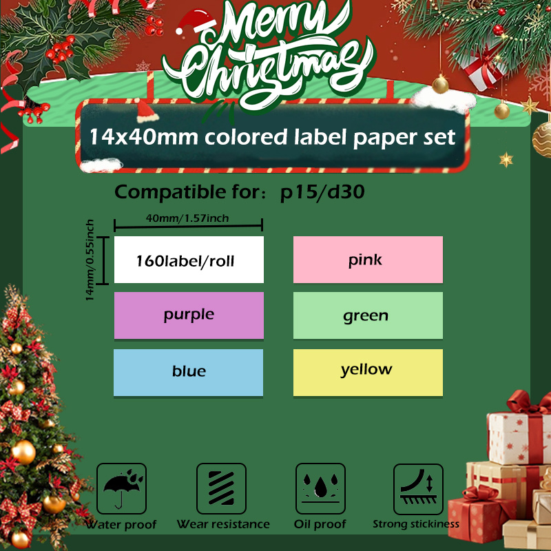 P21 Label , Suitable For Label Printing Paper, 14x40mm(1.4cm X 3.99cm), Standard Laminating Office Label Tape Replacement, Suitable For P15/d30 And Other Models, 160 Strips/roll, 6 Rolls, Mixed Colors