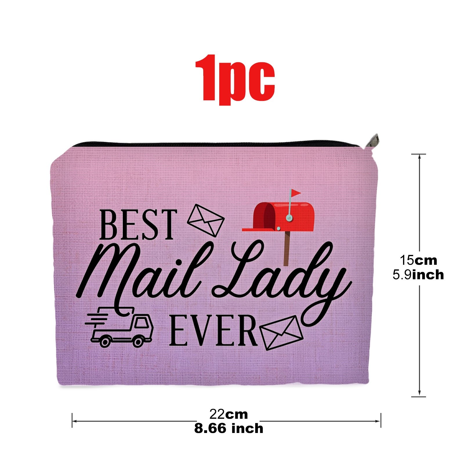 TEMU Best Ever Themed Cosmetic Bag, Double-sided Printed With Mailbox, And Envelope Pattern, Durable Polyester Makeup Pouch In 5.9 X 8.66 Inches,