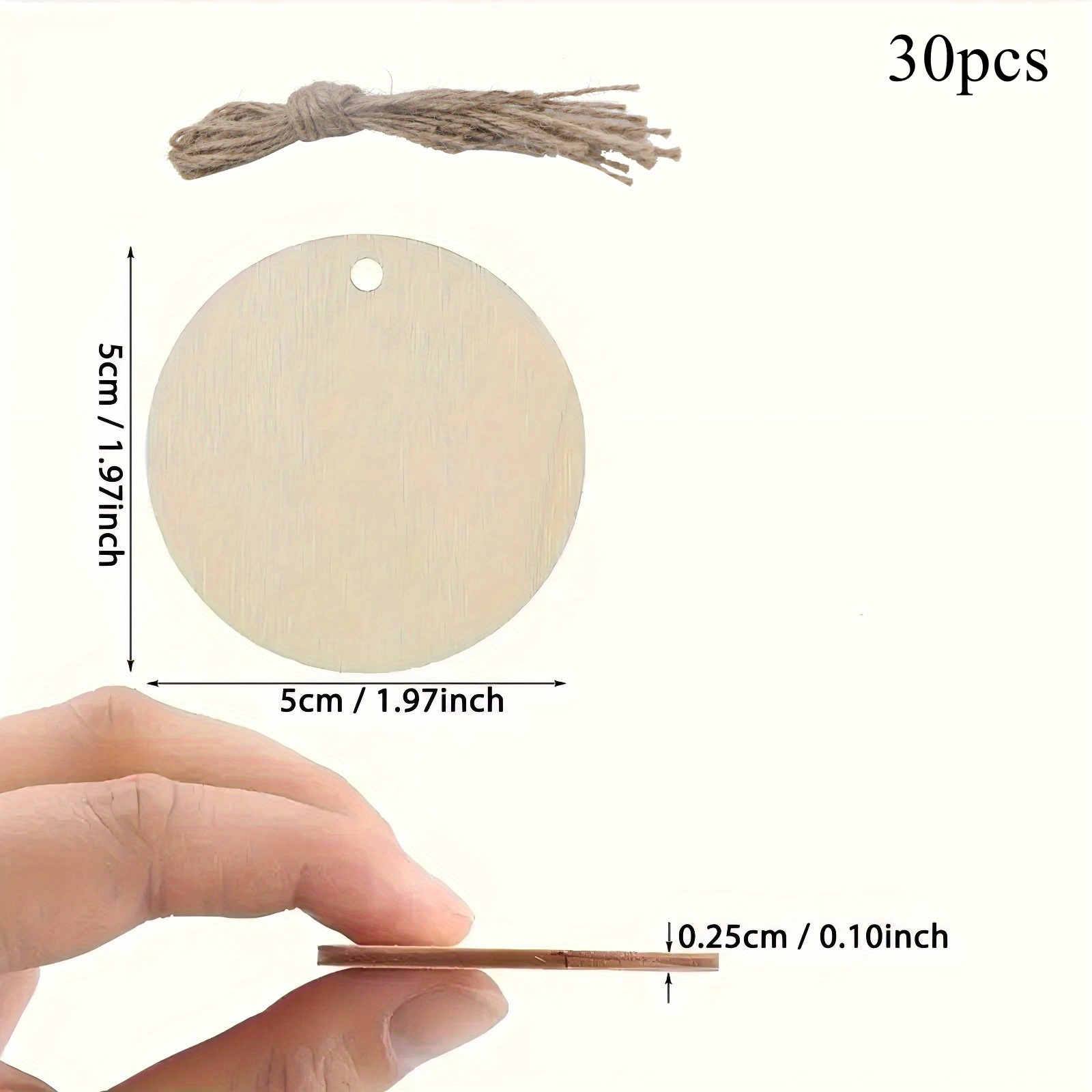 Image of 30pcs Round Wooden Tags Blank Wooden Circles Crafts, Diy Hanging Pendants For Christmas Decorations Wood Slices Labels Christmas Ornament Balls, Best For Christmas
