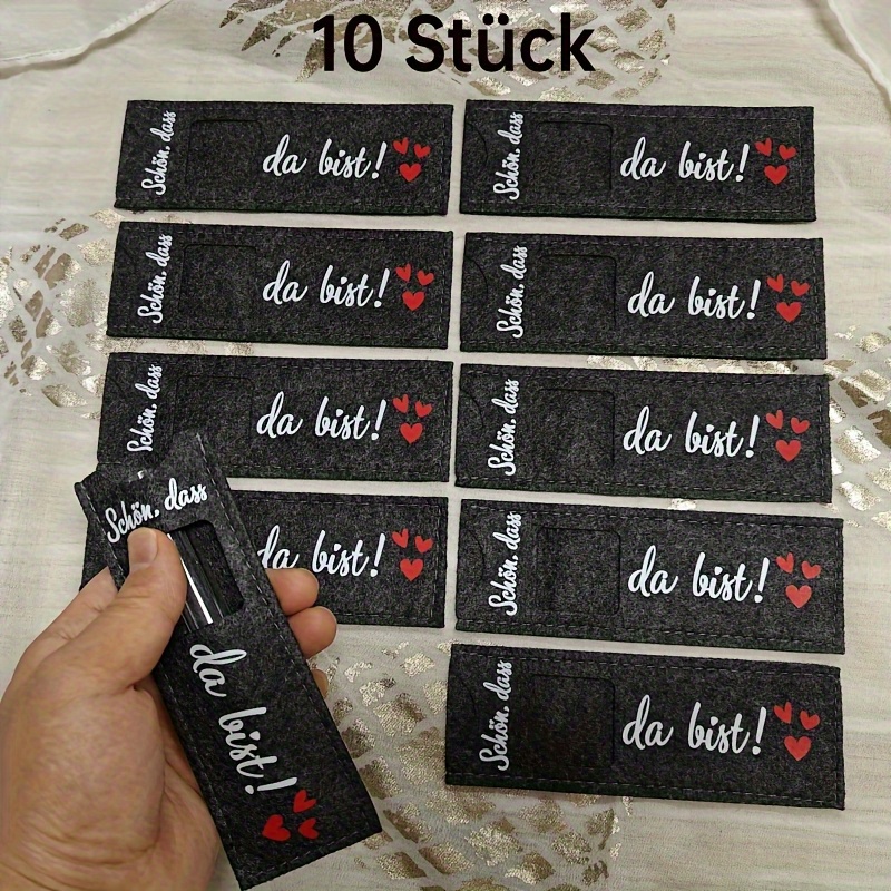 Image of German Felt Gift Wrapping Set, 10 Felt Bags, German 'i'm You're Here' Wrapping Bags. Gift Decoration. Suitable For Weddings, Christmas, Birthdays, And Other Occasions
