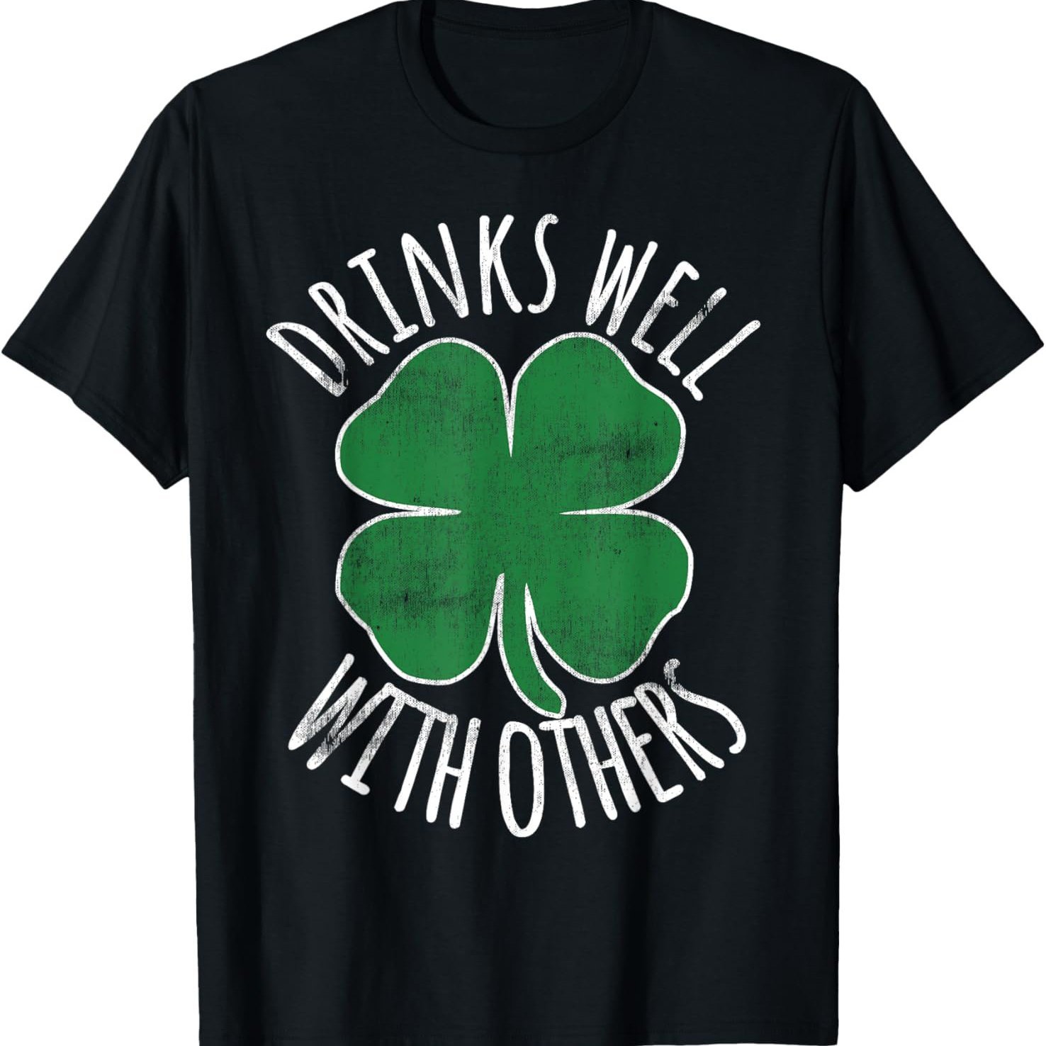 

Retro Drinks Well With Drunk, Funny St Patricks Day T-shirt Men's Casual Fashion Comfortable Cotton Round Neck Short Sleeved Men's T-shirt