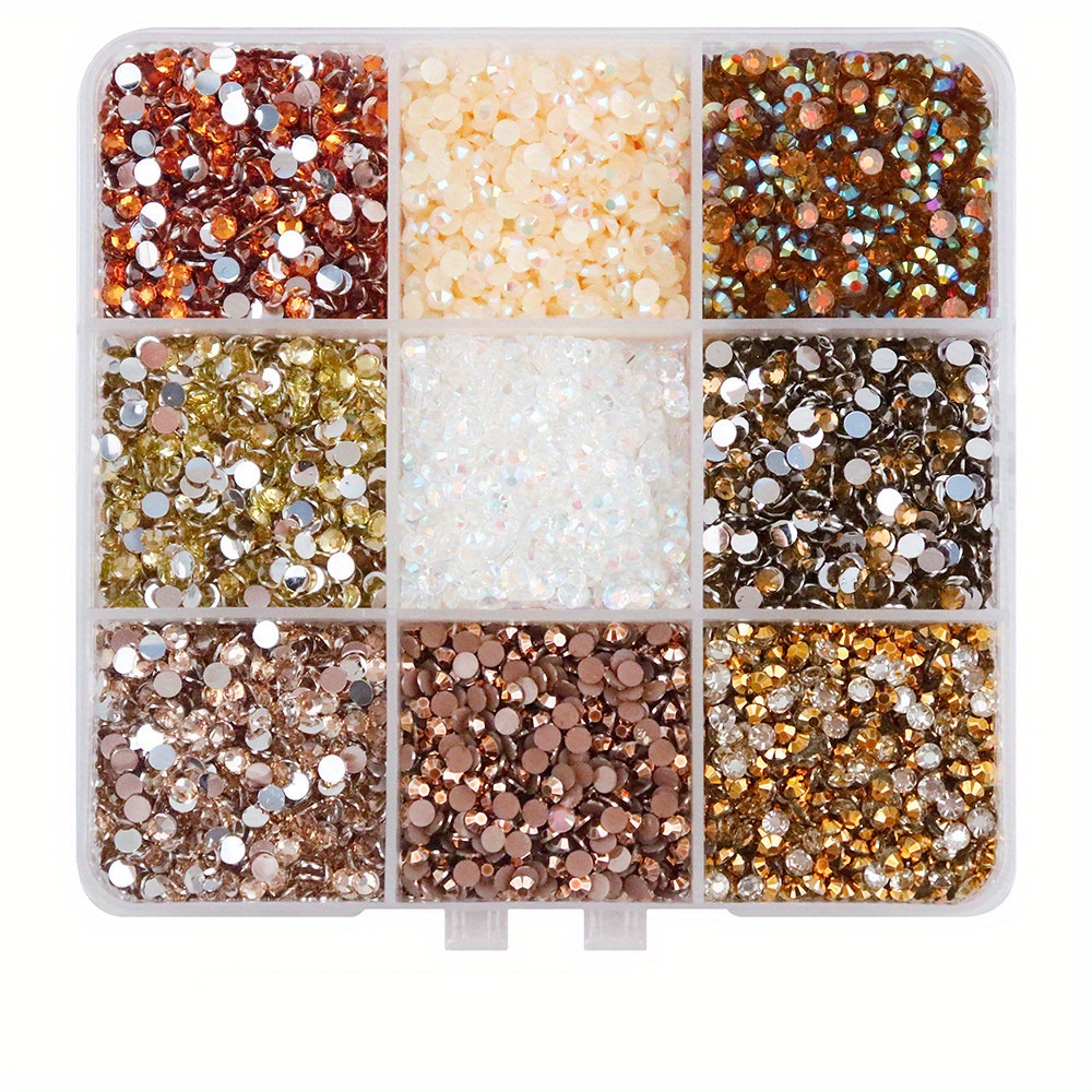 Image of 2d Flat - 4500pcs Mocha Ab Jelly Resin Flatback Rhinestones, 9-grid Gems For Nail Art, Craft Decorations, Electroplated Bear Charms- Shimmering Embellishments, Jewelry Making Kits
