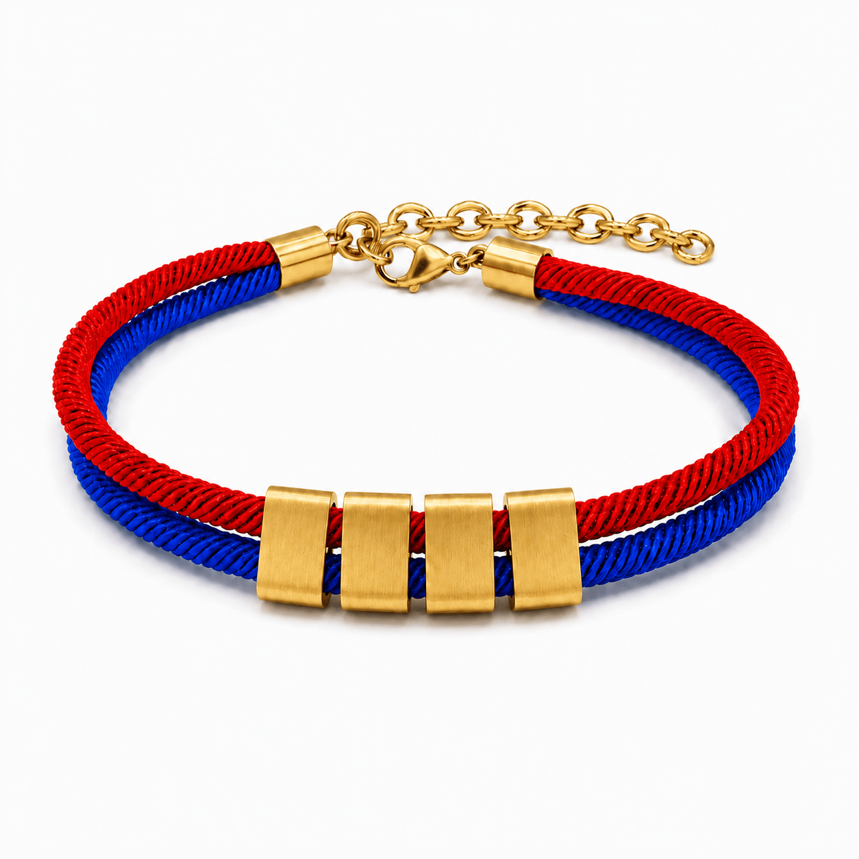 Personalized Engraved Name Bead Bracelet with Double Cord