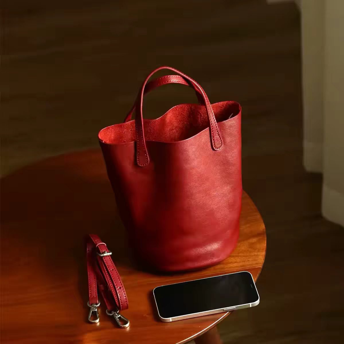 TEMU 1 Classic Vintage Pu Bucket Bag – Made Of Wear-resistant, Comes With A Cosmetic Pouch. A Versatile Essential For Urban Ladies' Daily Commutes,