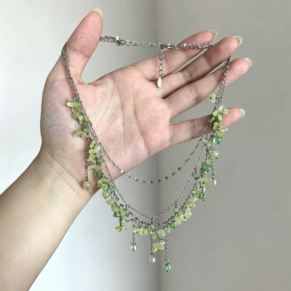 TEMU 1pc Tassel Necklace Women's Spring And Summer Clear And Cold Sense Niche Temperament Clavicle Chain Exquisite Necklace